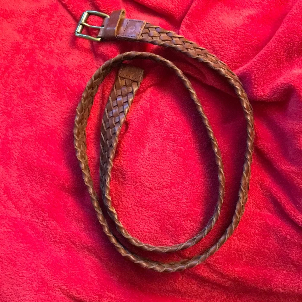 Dockers Y2K size 44 men’s woven braided leather belt brass buckle vintage 90s